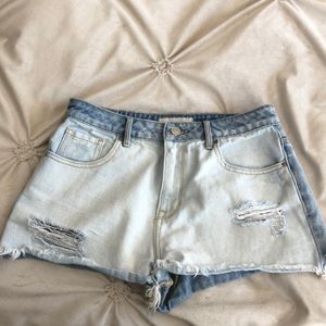 pacsun two toned denim shorts